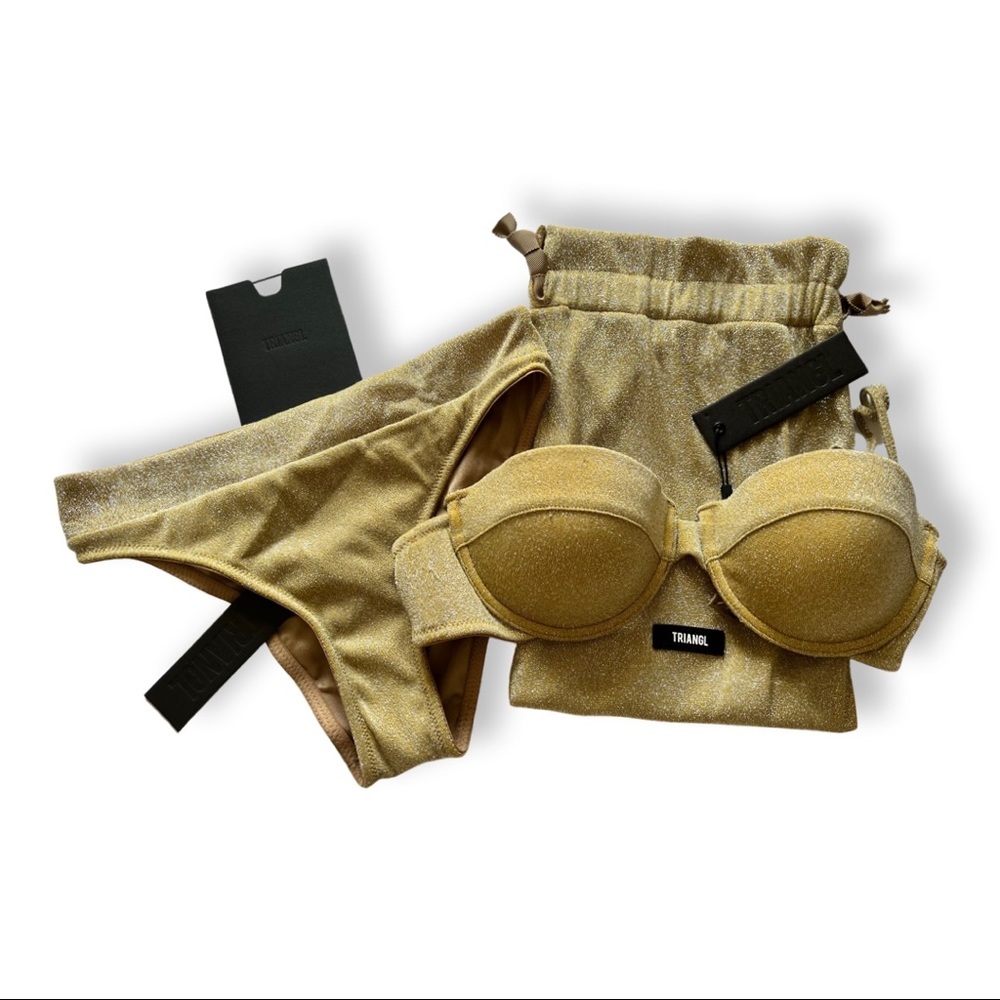 Triangl Dylla Gold Sparkle Bikini NWT